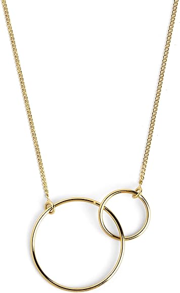 SINGULARU - Collar Sister - Colgante en Plata de Ley 925 y dos Aros Unidos - Cadena de Talla Unica - Joyas para Mujer - Hecho en España - Varios Acabados