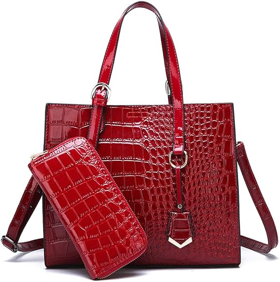 AINUOEY Mujer Bolsos de Mano Casual Bandolera Marca Mediano Totes Antirrobo Hombro Italianos PU Cuero 76673 2 piezas