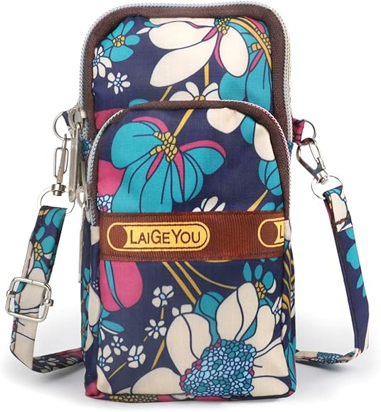 Idefair Bolso bandolera floral para niñas y niñas Bolso bandolera para teléfono móvil Bolso de algodón para teléfono móvil para llevar tarjeta Bolso para teléfono móvil Monedero