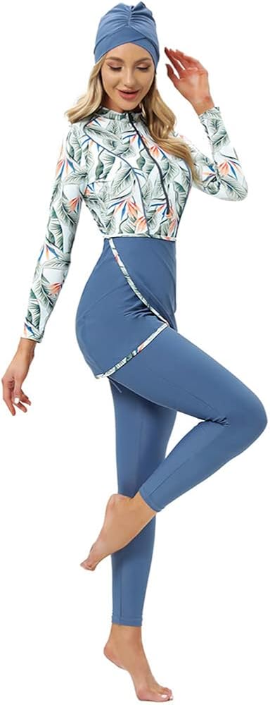 Burkini Swimsuits for Women Modest Muslim Swimsuit Islamic Long Sleeve Burkini Full Cover Hijab Top Pants ​Bathing Suit