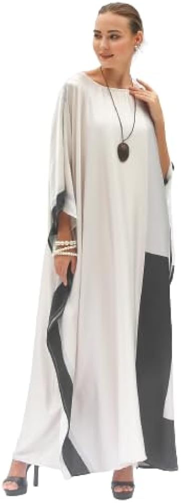 Attractive Soft Satin Silk Kaftan Caftan Dress Abaya Maxi Beach Coverups for Women Swim Cover-Ups Beach wear UK Casual Dresses for Women Kaftan Multicolor