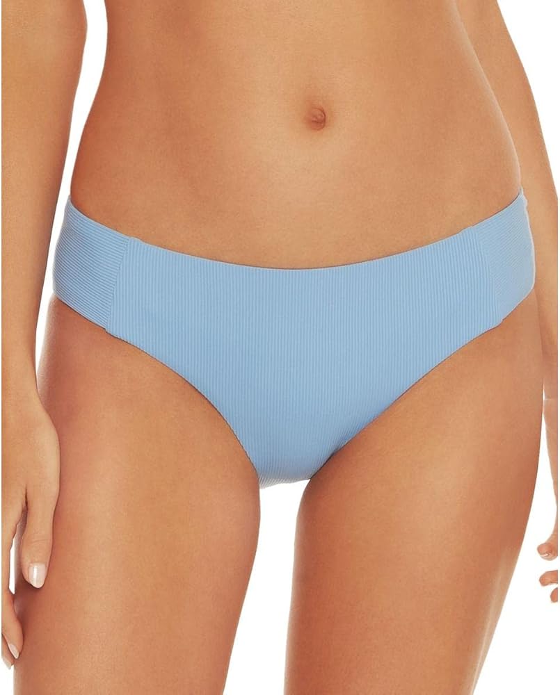 BECCA by Rebecca Virtue Womens Ribbed Cheeky Bikini Swim Bottom Blue XL