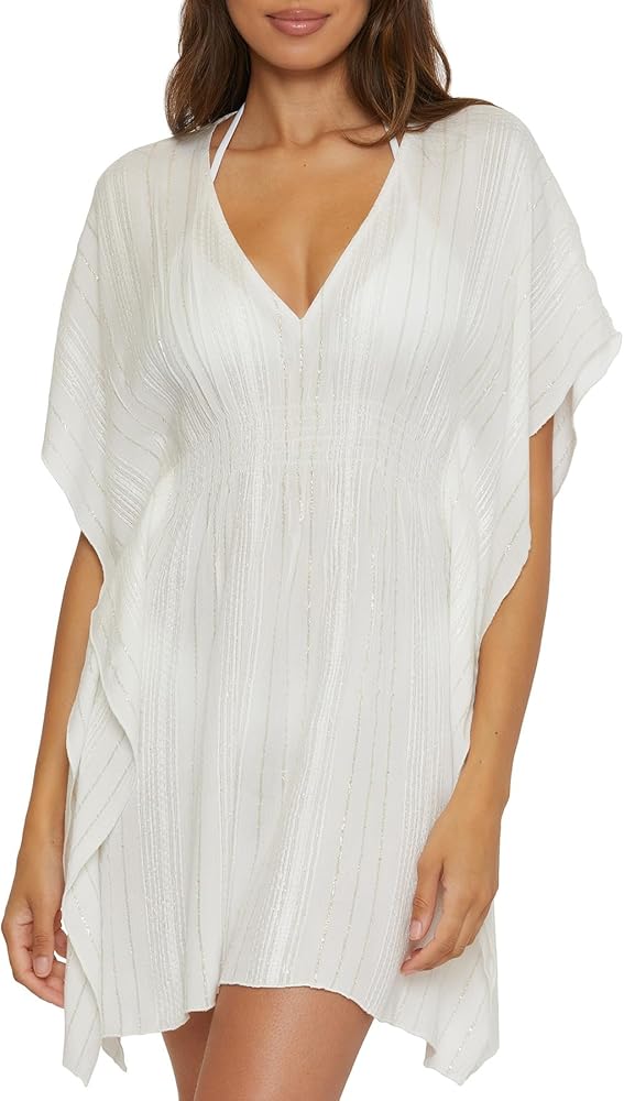 BECCA Women's Radiance Woven Tunic, Striped, Beach Cover Ups