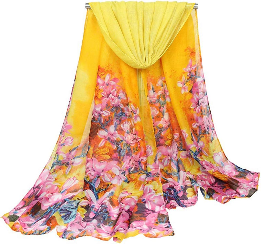 Women Floral Cotton Scarves Summer Beach Scarves Neckchief Shawl Cover up