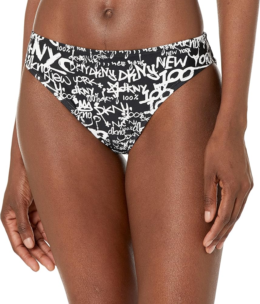 DKNY Women's Standard Low Waisted Full Coverage Bikini Bottom, Black, XXL