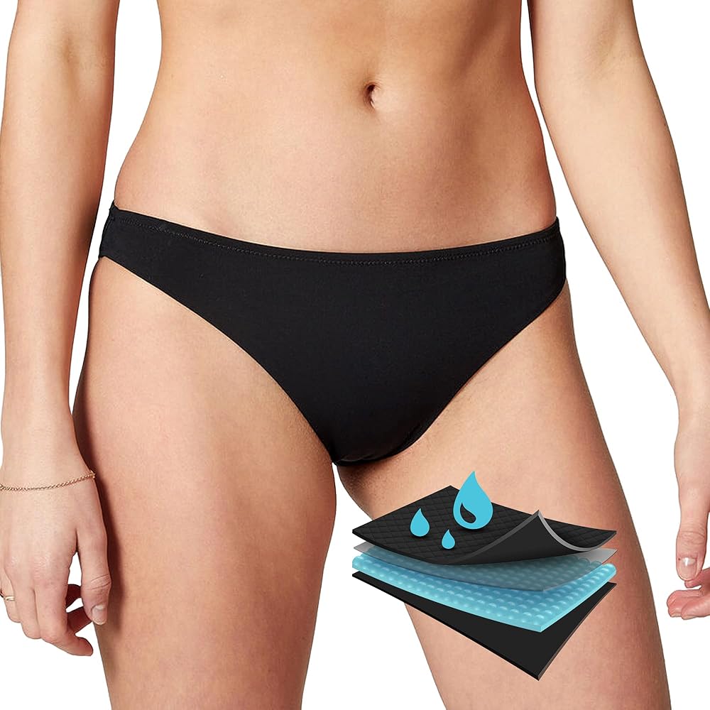 Period Proof Swimwear - Black Bathing Suit Bikini Bottoms for Girls, Teens and Women - Swim Bottom, US Brand| XXL