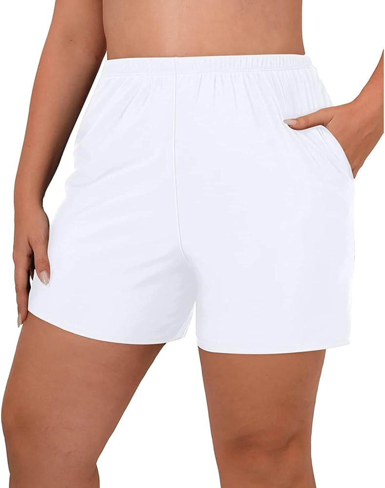 Aqua Eve Women's Plus Size Swim Shorts High Waisted Swimsuits Bottom Tankini Boy Shorts