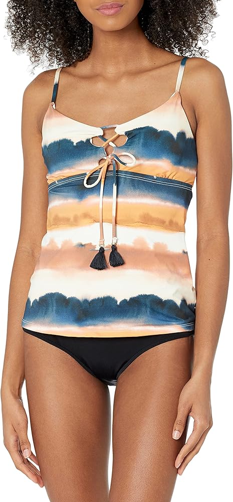 Lucky Brand Womens Tie Front Tankini Swimsuit Top