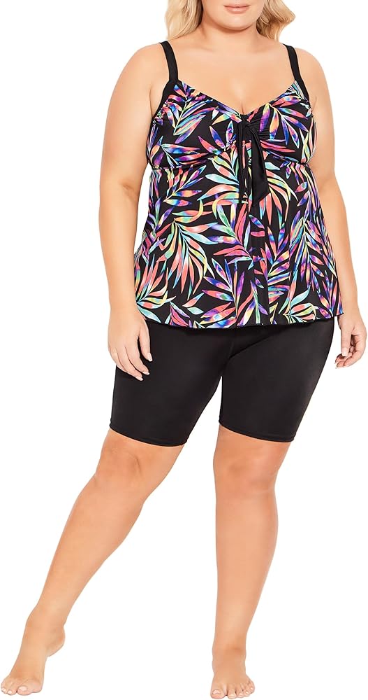 Avenue Plus Size Tankini Fly Away PRT in Prism Foliage, Size 20