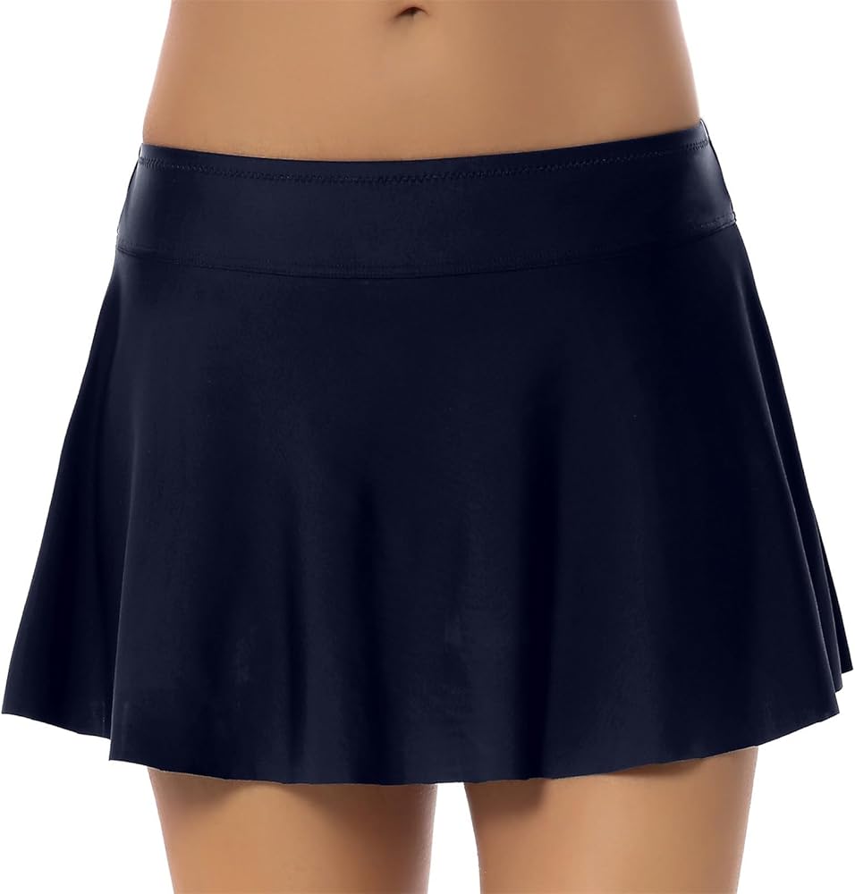 Womens Swim Skirt with Shorts High Waisted Tummy Control Skorts Swimwear Bathing Suit Bottoms Plus Size Swim Skirt Skirted Swim Bottoms Skort Swimsuits 2024 Navy XX-Large