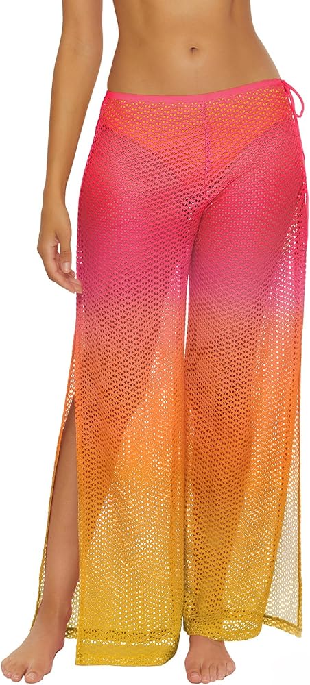 Trina Turk Sun Opal Belted Pants, Casual, Split Leg, Beach Cover Ups for Women