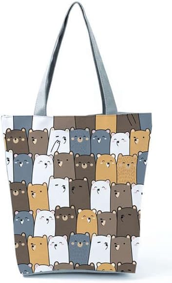 INN Animals Bolso de mujer de lona de algodón, bolsa de la compra, bolsa de tela, Tote Bag con estampados de dibujos motivos animales