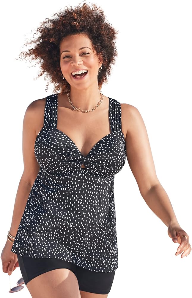 Swimsuits For All Women's Plus Size Longer Length Twist Front Tankini Top