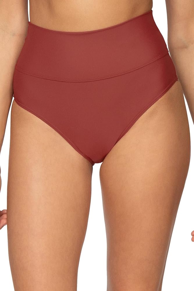 Sunsets Hannah High Waist Swim Bottom, Tuscan Red, Large