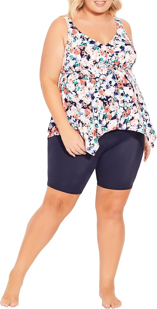 Avenue Women's Plus Size Tankini Sharkbite Pr