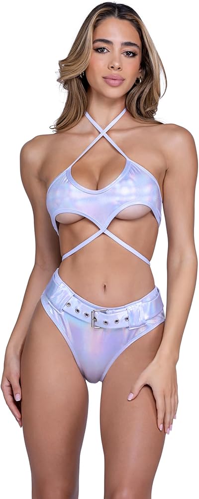 Roma Women's Rave/Festival Shimmer High-waisted Shorts with Belt