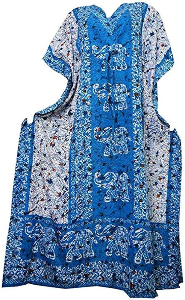 Women's Cool Long Kaftans/Floral Printed Long Cool Kaftan/Ladies Dress Long Kaftan/Maxi Dress, Long Kaftan/Nighty/Beach and Summer Holidays Dress (Brown)