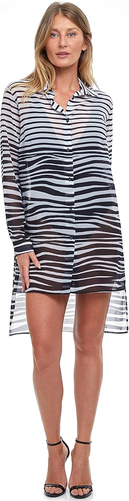 Gottex womens Dazzle Blouse Swimwear Cover Up, Black/White, Small US