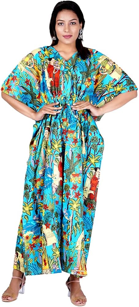 Cotton Kaftan Dress Designer Print Kaftan Beach Party Kaftan Dress Plus Size Cotton Long Kaftan for Women