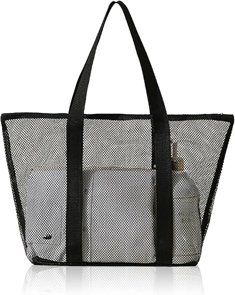 Copbopwn Bolsa de Playa de Malla Bolsas de Playa de Verano con Cremallera Bolsa de Playa Plegable para Mujer Bolsas de Playa para Mujer Bolsa de playa con cremallera para mujer