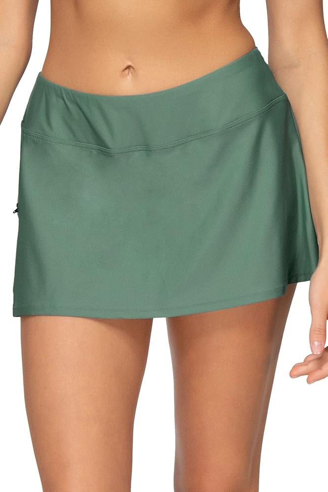 Sunsets Sporty Swim Skirt, Moss, Medium