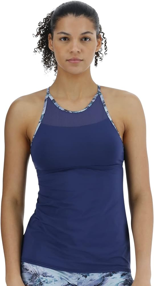 TYR Women's Standard Tessa Tankini Top for Swimming, Yoga, Fitness, and Workout