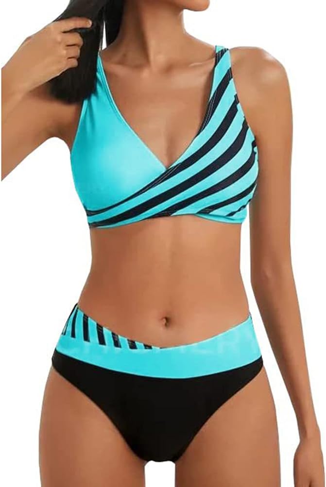 Two Piece Swimsuits Bikini Sets for Women High Waisted Tummy Control Push Up Bra Tops Sexy Tankini Plus Size Ruched Swimwear