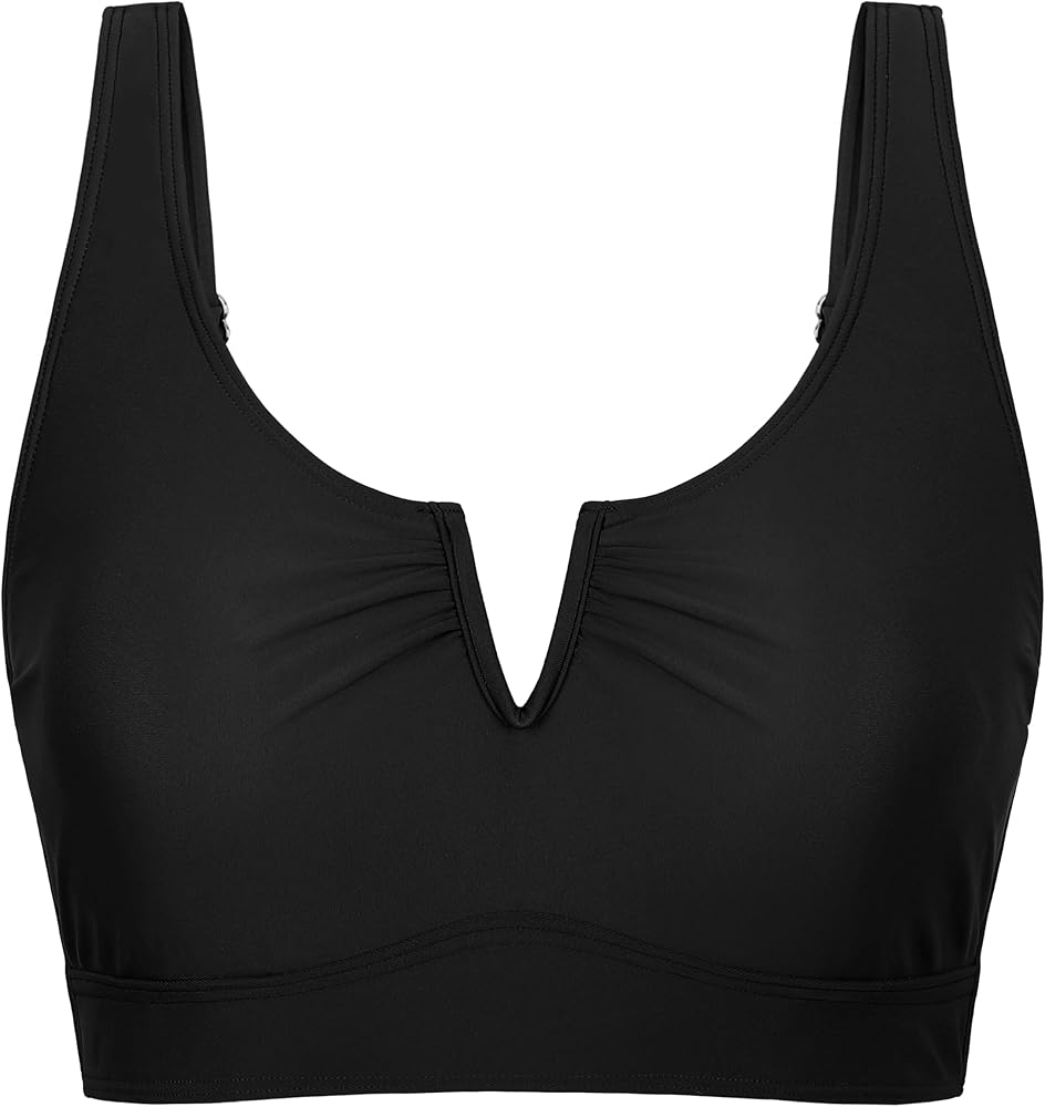 Mycoco Women's Underwire Bikini Top Cropped Tankini Tops Adjustable Push Up Biniki Top Only