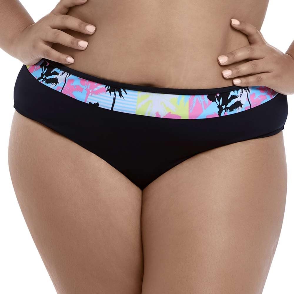 Elomi Womens Malibu Days Mid-Rise Swim Brief, 14, Black