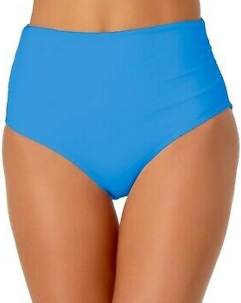 Anne Cole Women's Stretch Ruched Lined Convertible Full Coverage High Waisted Swimsuit Bottom Blue Size Small