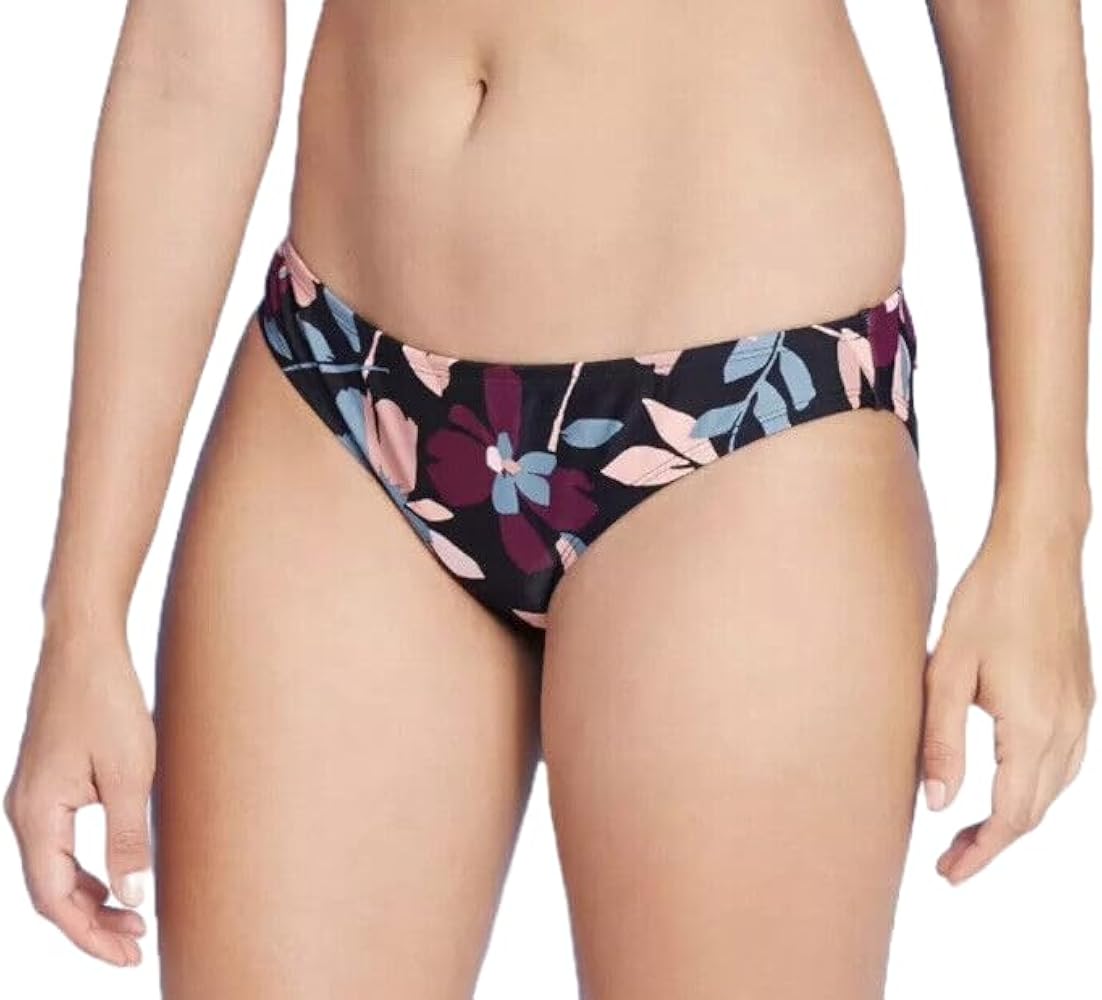 Women's Medium Coverage Hipster Bikini Bottom - (Black Floral, XLarge)