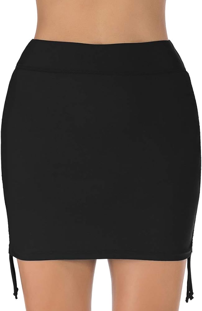 Micosuza Women's High Waisted Swim Skirt Side Tie Ruched Skirted Bikini Tankini Bottom