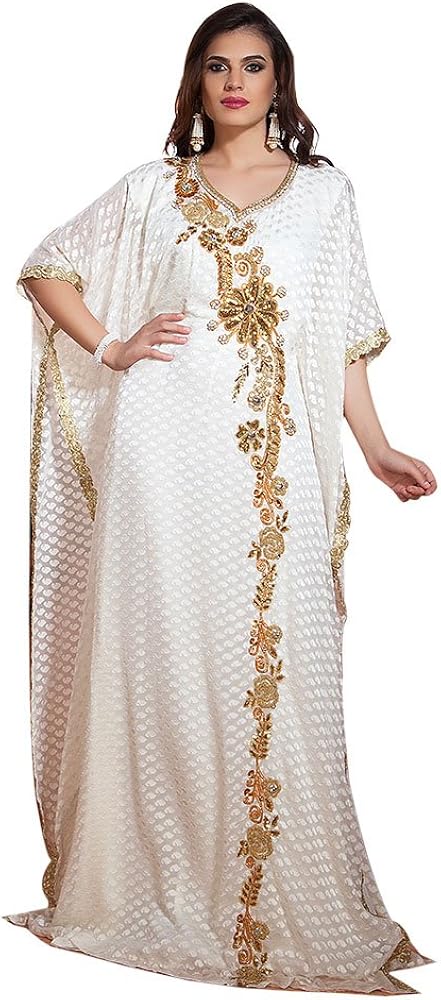 Women's Off White Handmade Free Size Kaftan - One Size