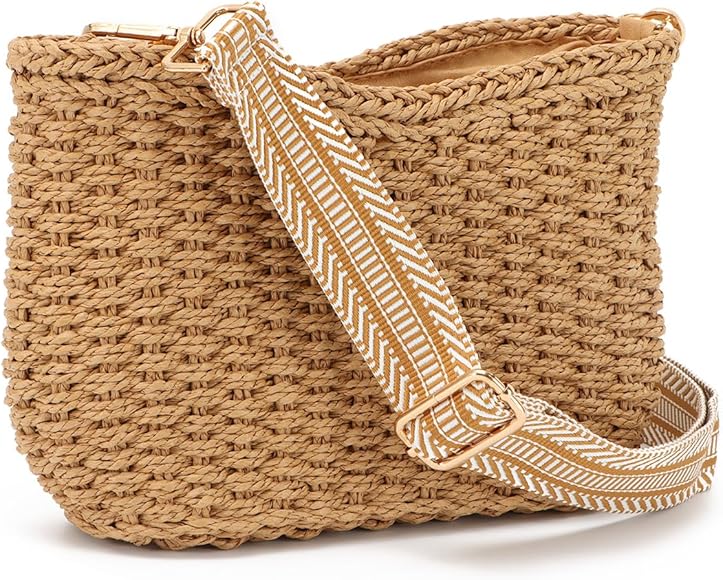 SUTUKU Bolso de Paja Trenzada para Mujer Bolso de Playa de Verano Bolso Bandolera con Cadena