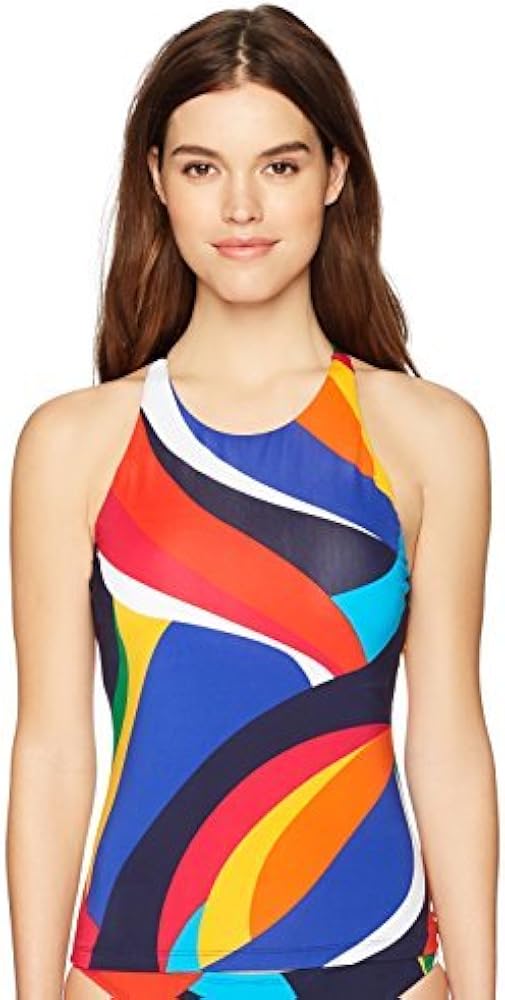 Nautica Women's Standard High-Neck, Wide & Adjustable Cross-Back Strap Tankini Top Swimsuit