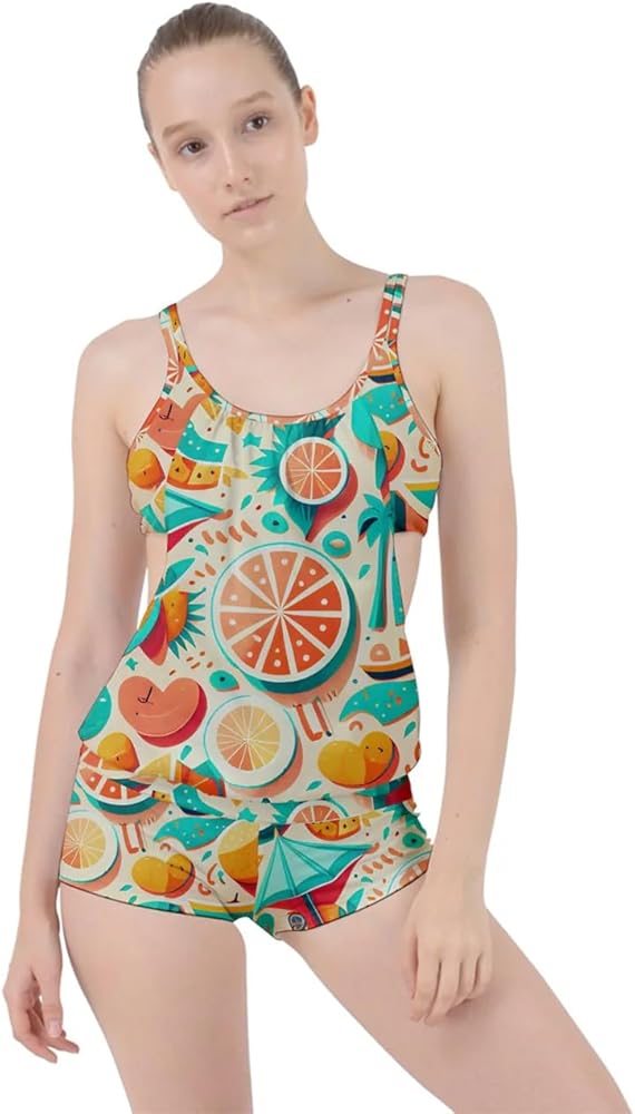 Citrus Splash Boyleg Tankini Set