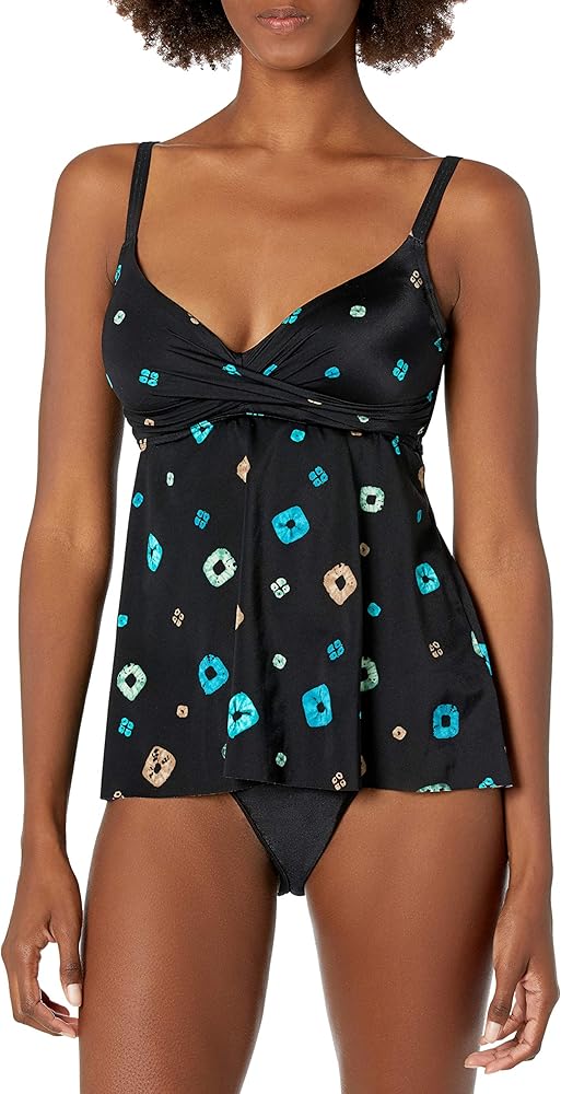 Contours by Coco Reef Women's Standard Diamond WRAP Tankini, Black 001, 8/32 D