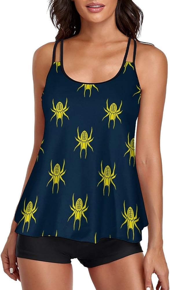 Spider Halloween Pattern Tankini Bathing Suits for Women Tank Top Swimsuit Two Piece Swimwear