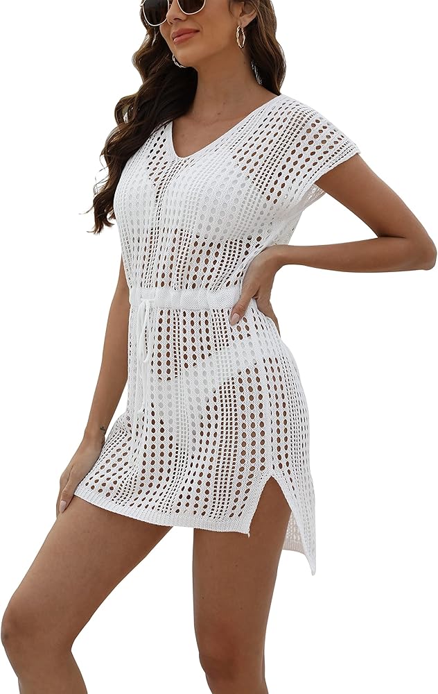 Jeasona Crochet Cover Ups for Swimwear Women Bathing Suit Swim Beach Dress