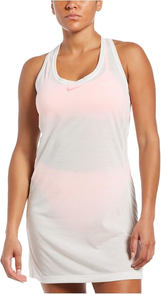 Nike Women's Ivory Loose Fit Racerback Pocketed Scoop Neck Swimsuit Cover Up L