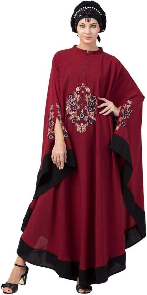 Nazneen Center Embroidered With Contrast Band Irani Kaftan