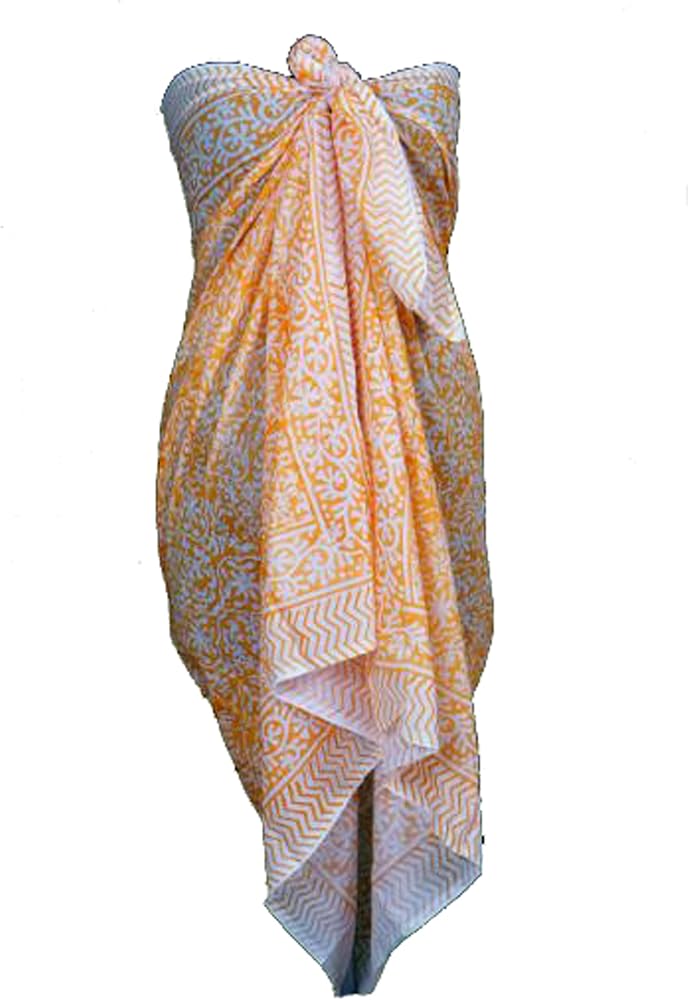 Handblcok Printed Beach Cover up Sarong Wrap For women Floral Print Indian Design Swimwear Pareo Bridesmaids Gifts for her