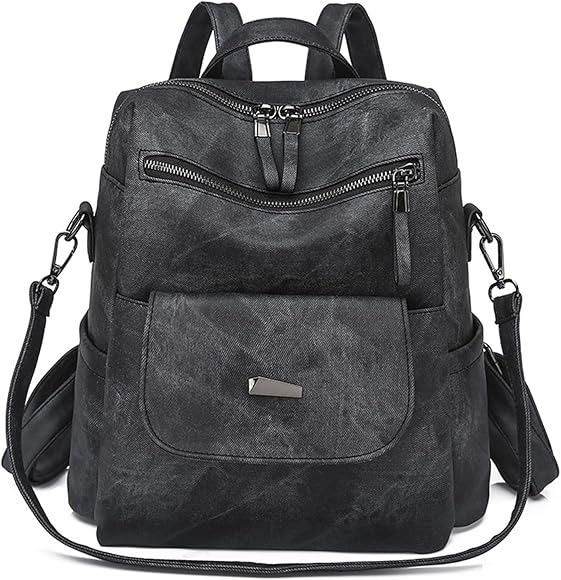 KYSUN Mochila Impermeable de Cuero para Mujer, Bolso Mochila Antirrobo Mochilas Escolar Moda, Retro Bolsos Mochila para Mujer Casual Backpack, Mujer Mochila Monedero de Viaje Gran Capacidad Unisex