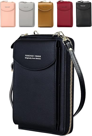 Bolso bandolera para teléfono para mujer, bolsos cruzados de cuero impermeable para teléfono móvil con correa, pequeño bolso de hombro para teléfono celular monedero billetera regalos para niñas