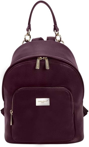 David Jones - Bolso Mochila Mujer Pequeña - Morral Cuero Piel PU Suave - Backpack Daypack Casual Mini Señora Niña - Bolsos de Mano Hombro Viaje Escolar Universidad Colegio Elegante Moda - Rojo Burdeos