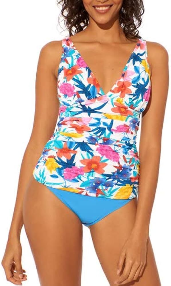 Bleu Rod Beattie Women's Swim Floral-Print Tankini Top Blue 4