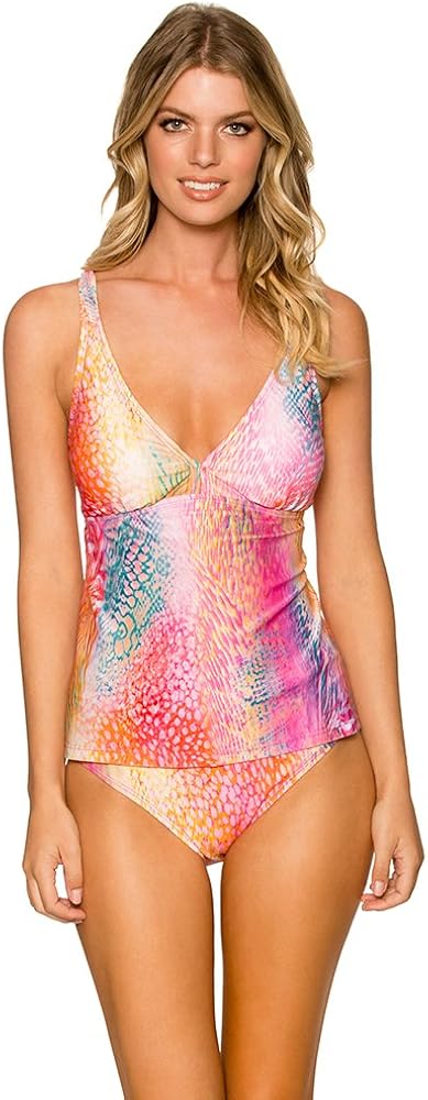 Sunsets 86T Womens Apron Tankini w/Underwire/ Removable Cups Top, Charmer, Size - Small