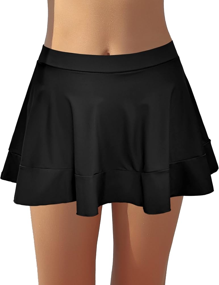 SHEKINI Women's Ruffle High Waist Swim Skirt Bikini Bottom Built-in Swim Bottom Swimsuit