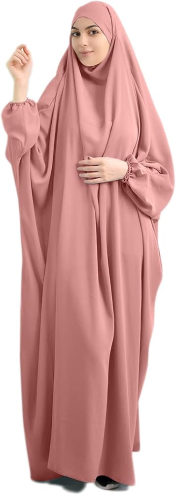 Qianliniuinc Women Muslim One-Piece Full Cover Long Dress - Loose Hooded Dress Abaya Prayer Robe Islamic Clothes One-Size