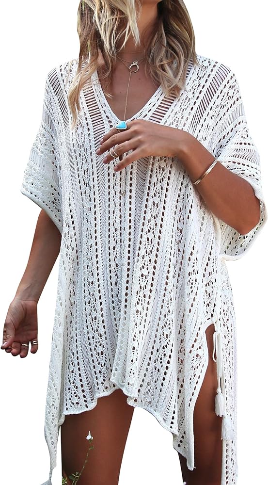 Jeasona Women’s Bathing Suit Cover Up for Beach Pool Swimwear Crochet Dress